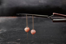 Load image into Gallery viewer, Dangling Peach Moonstone Earrings
