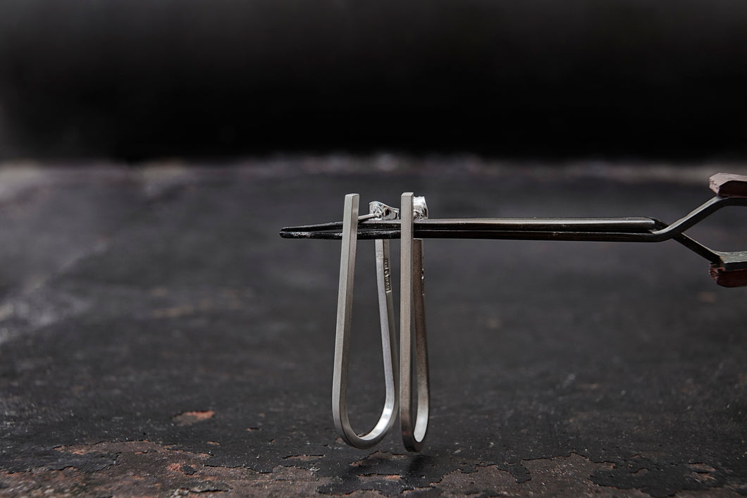 Silver Drop Hoop Earrings