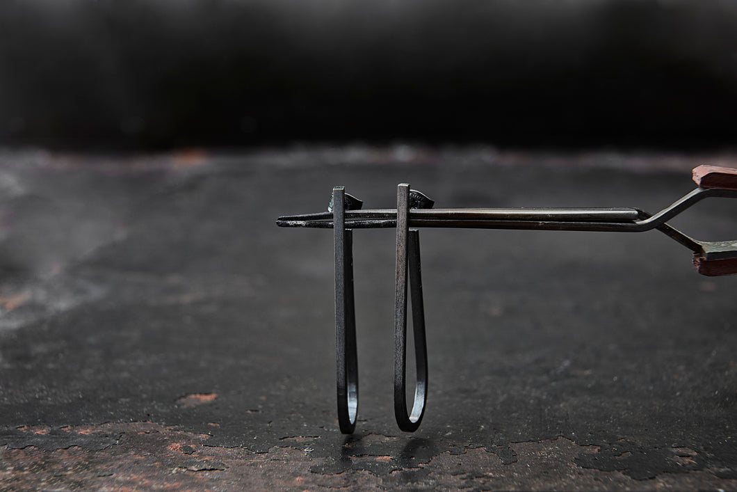 Oxidated Drop Hoop Earrings