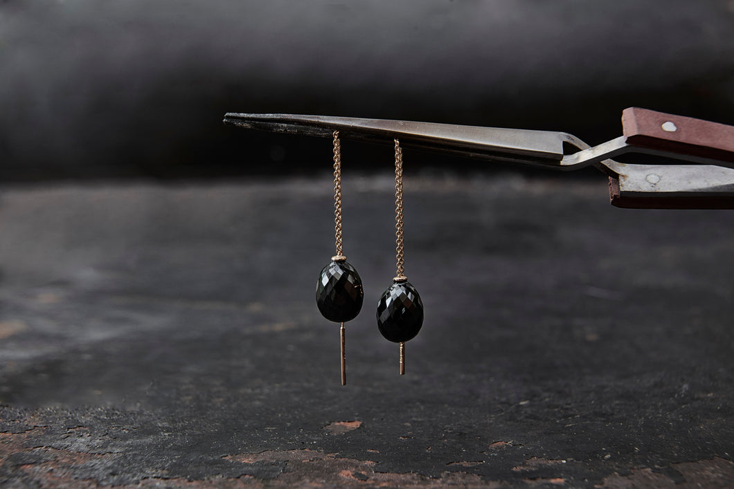 Dangling Black Spinel Earrings