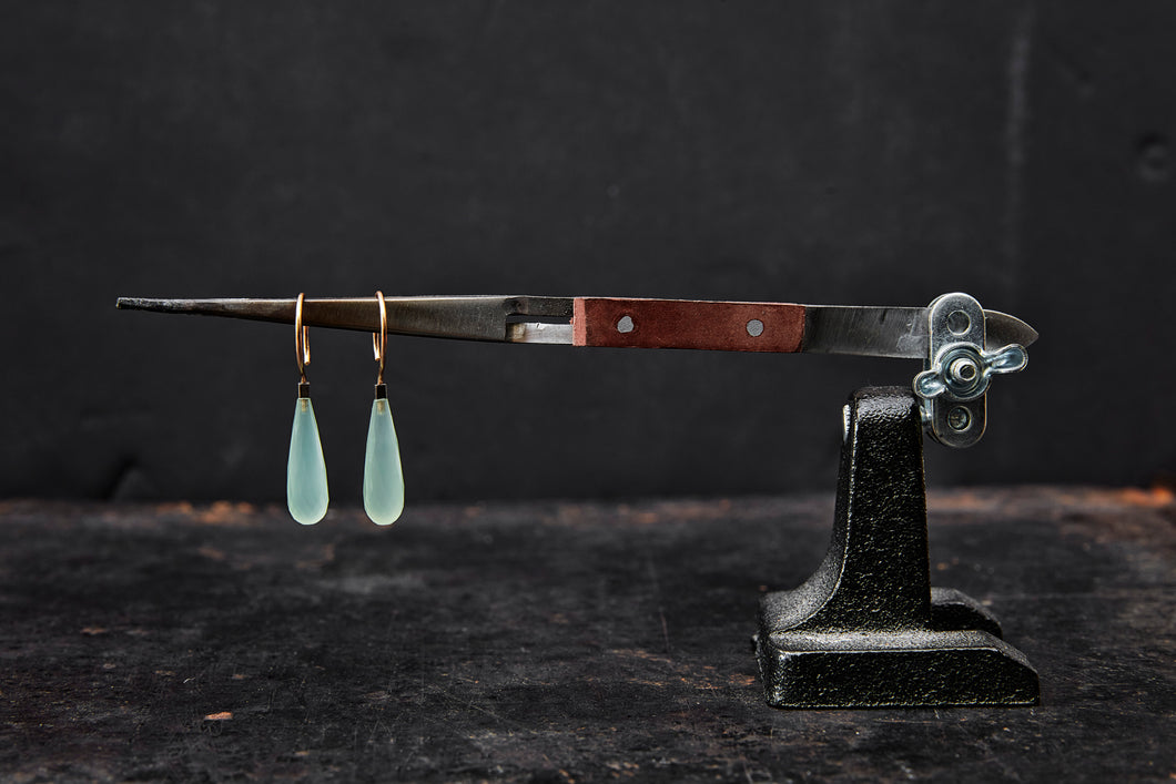 Green Onyx Hoop Earrings