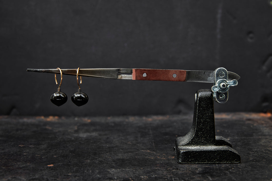 Black Onyx Hoop Earrings