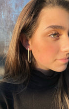 Load image into Gallery viewer, Silver Drop Hoop Earrings
